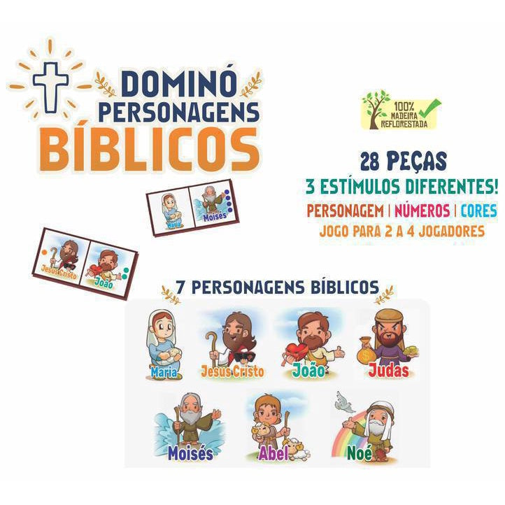 Dominó de Madeira Infantil - Bíblico