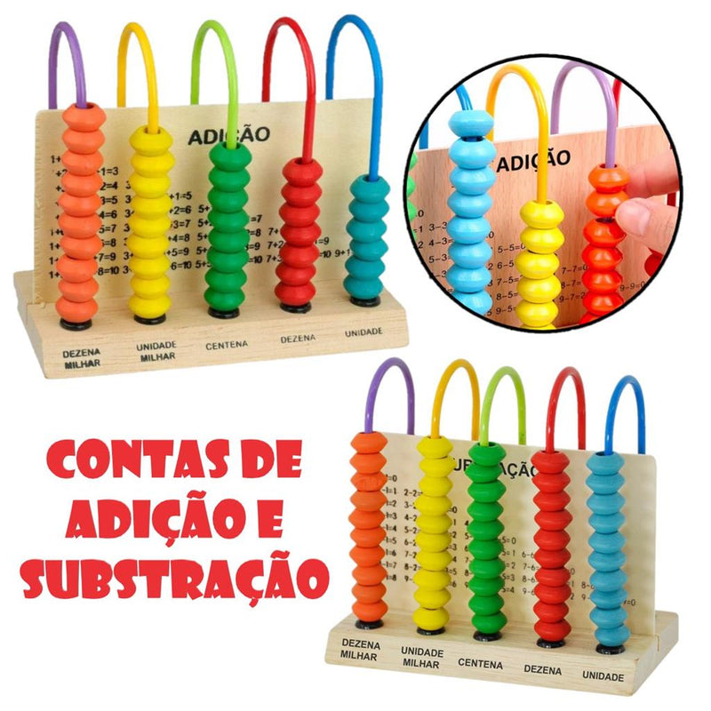 Ábaco Infantil com 5 Colunas - Matemática e Cognição